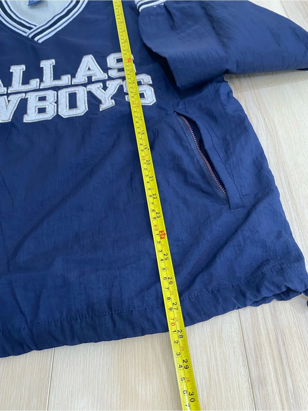 Dallas Cowboys Pro Line Champion NFL Pullover Windbreaker Mens M Blue V Neck